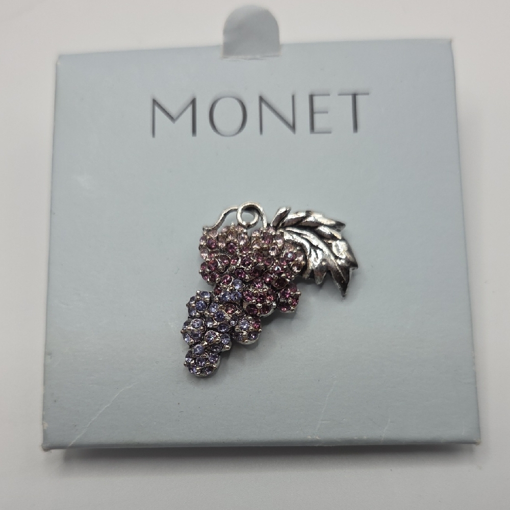 Monet Silver Brooch with Purple and Pink Accents